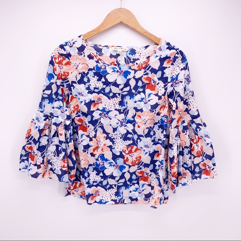 Jane and Delancey Cotton Floral Bell Sleeve Top B12